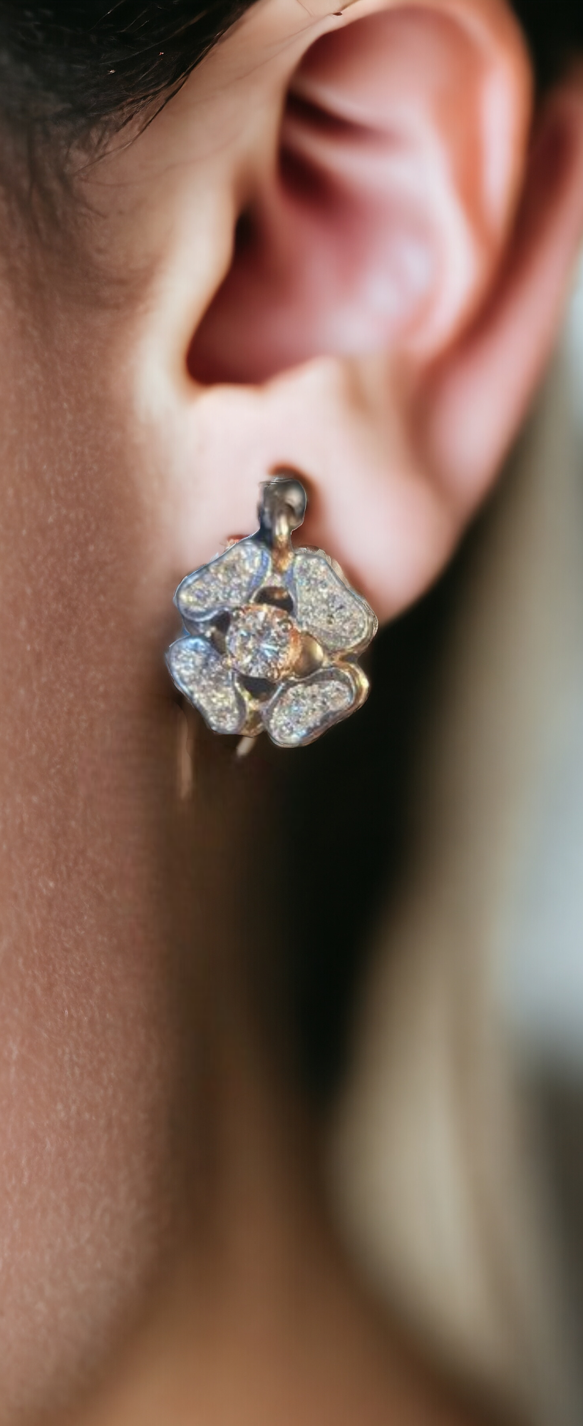 #5106 diamond flower earrings on sale was $2200 now only $1100