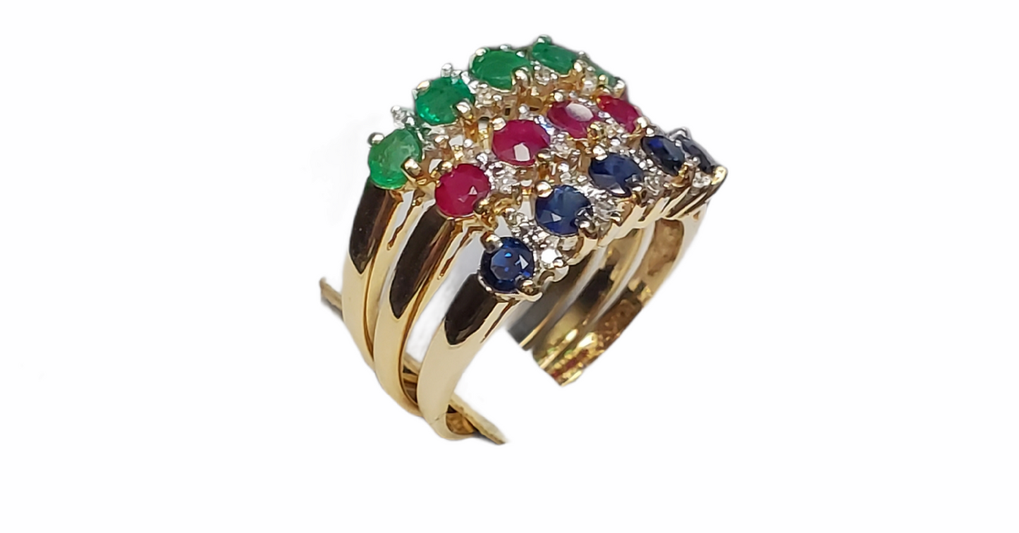 #4390 sapphire ,ruby,emerald stackable ring .