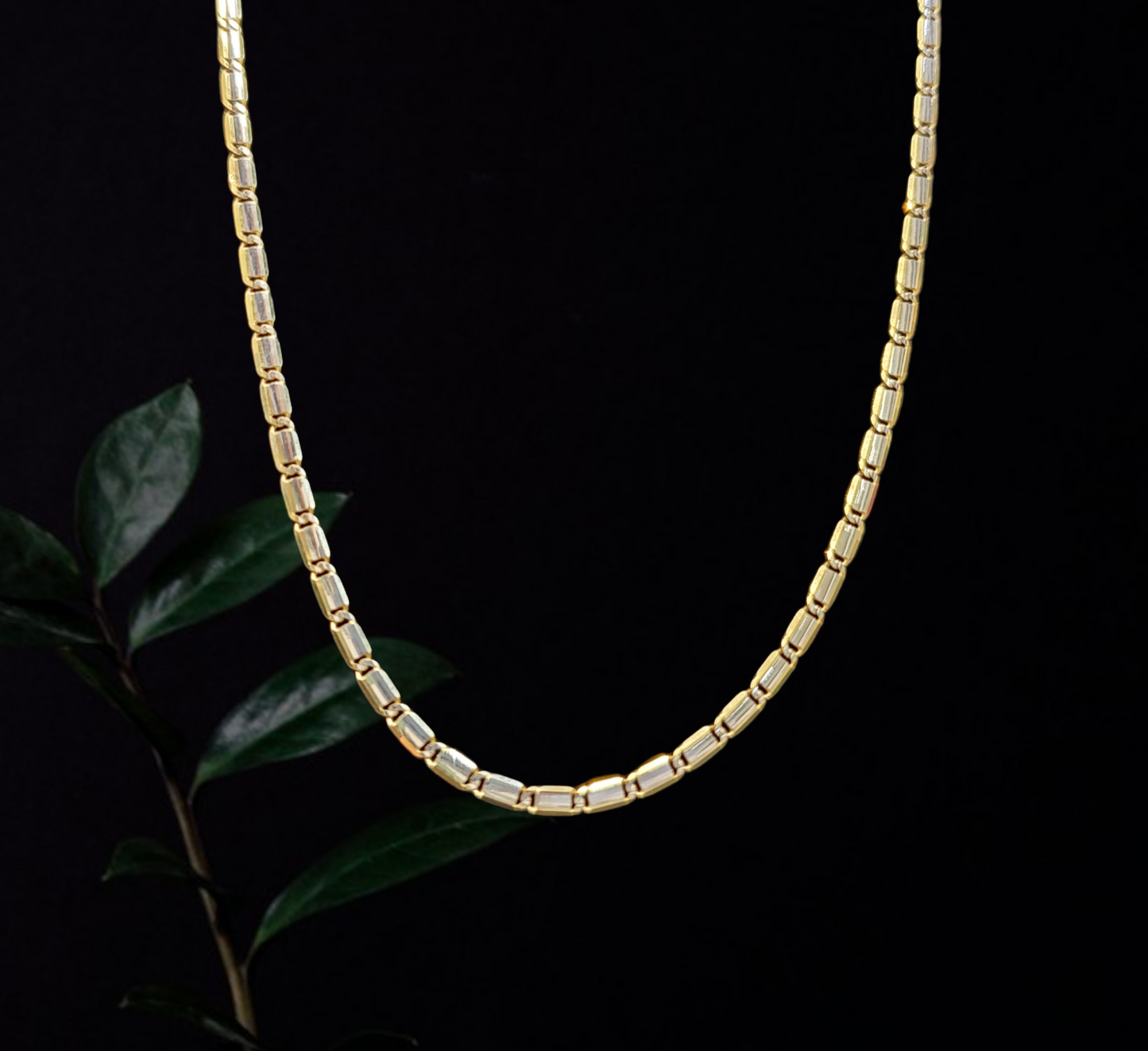 #4266 white and yellow gold chain