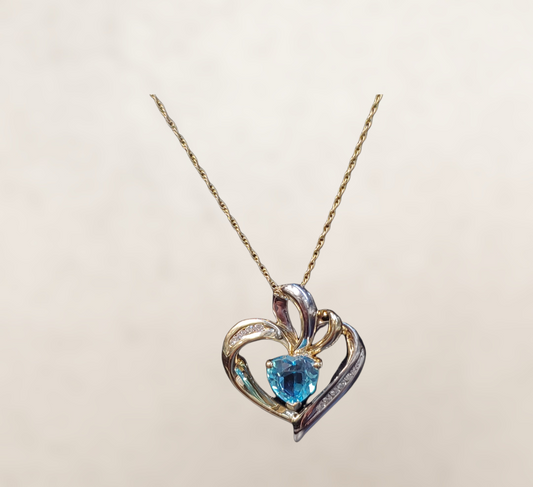 #4523 Diamond and topaz heart necklace