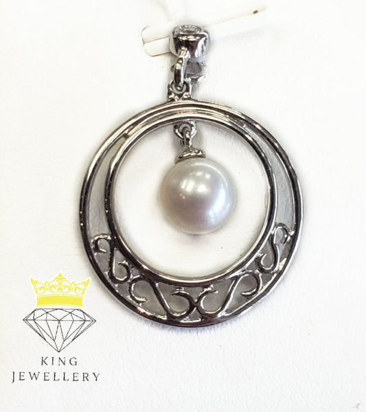 14Kt White Gold and Pearl Pendant #3986