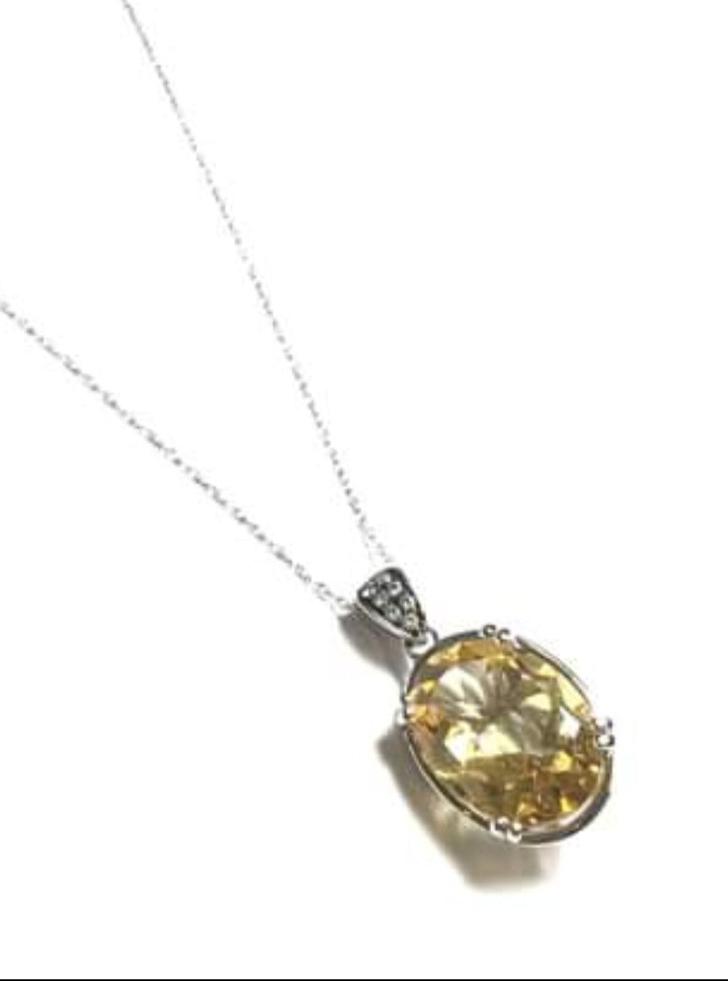 #4139 yellow quartz and diamond necklace