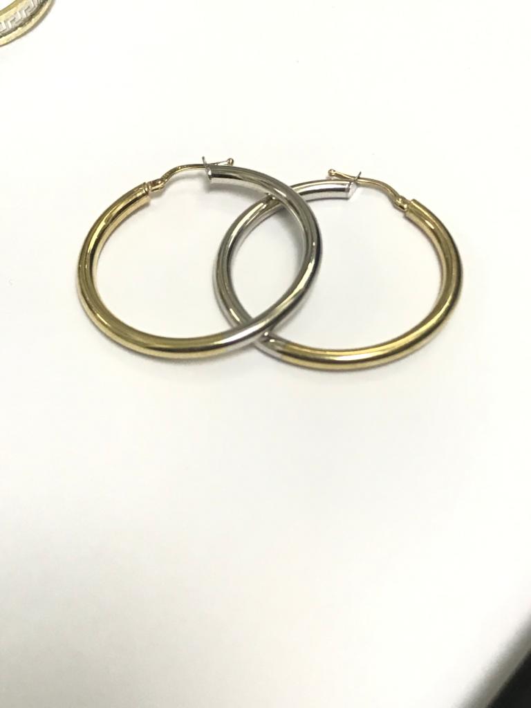10Kt White and Yellow Gold Hoop Earrings 4149