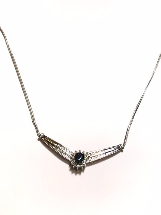14Kt White Gold and Sapphire and Diamond Necklace- SN200